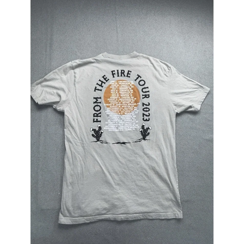 Zac Brown Band 2023 From the Fire World Tour Concert T-shirt Gray Country Rock